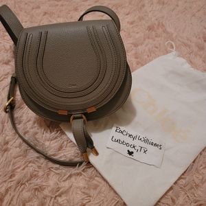 Chloé Marcie Small Saddle Bag in Grey